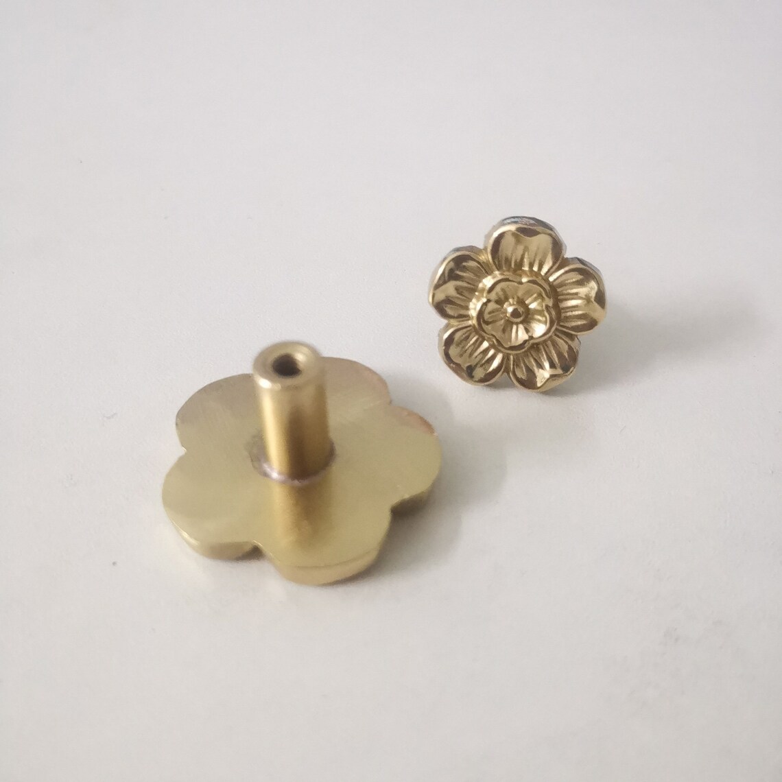 Solid Brass Flower Knobs Pulls Decor Gold Knobs Dresser Knobs Etsy