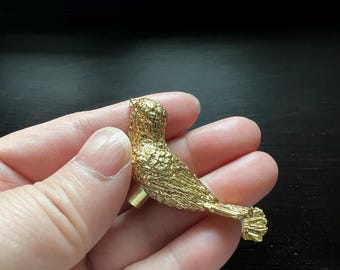 Solid Brass Bird Drawer Knob: Dresser Pull, Kitchen Cabinet Hardware