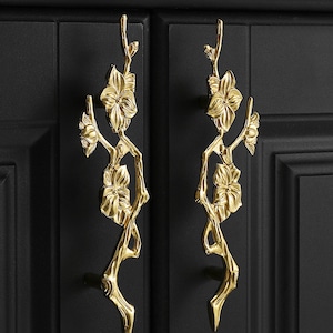 Brass Flower Knobs Pulls Knobs Decor Dresser Knob Handle Unique Drawer Knob Pull Gold Kitchen Knobs Pulls Cabinet Hardware,CP-0470