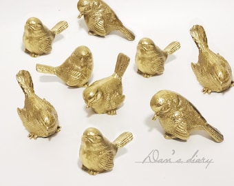 Brass Bird Drawer Knob: Gold Cabinet Hardware Pull