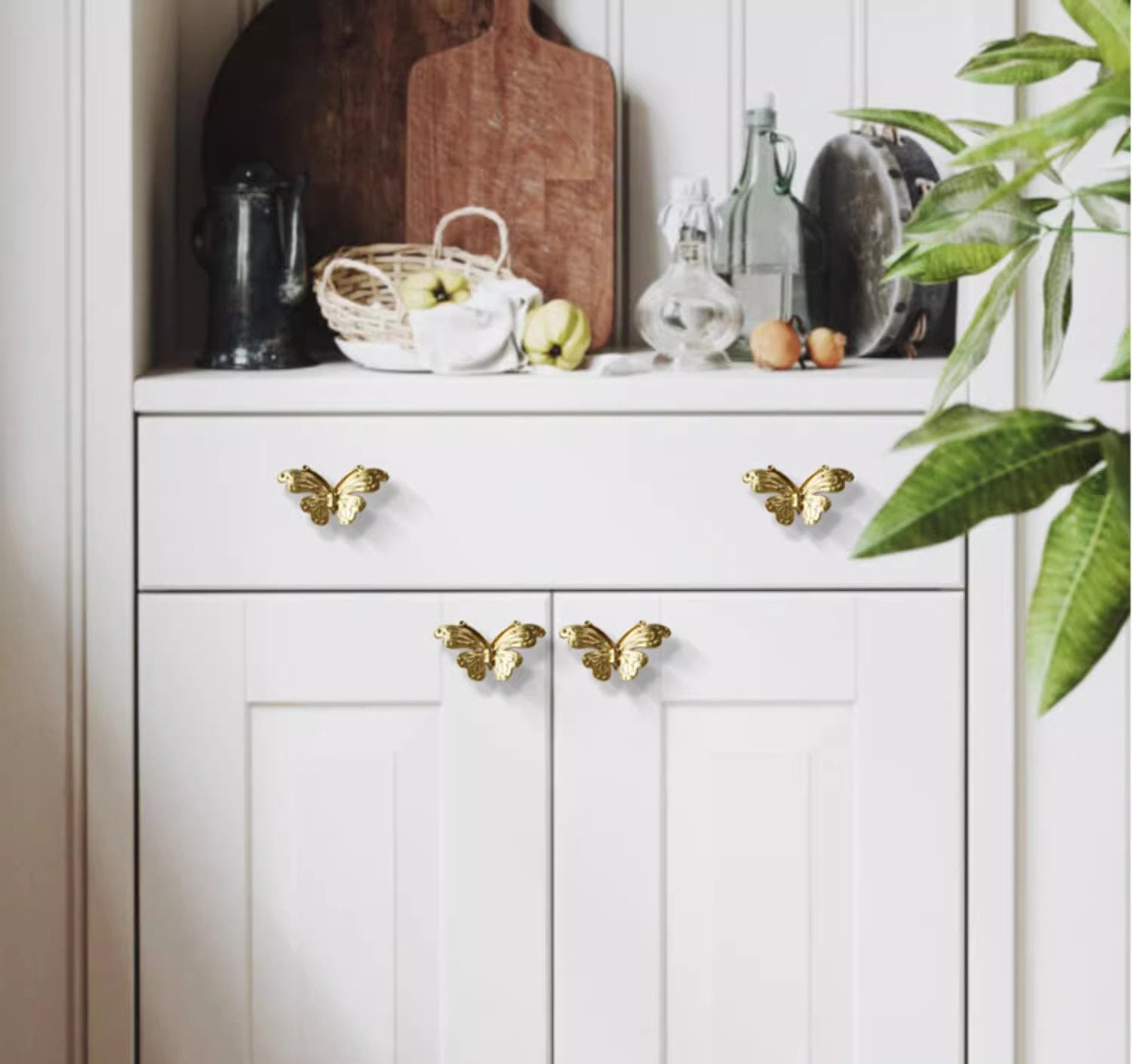 Brass Butterfly Drawer Knob: Modern Gold Cabinet Pull - Etsy