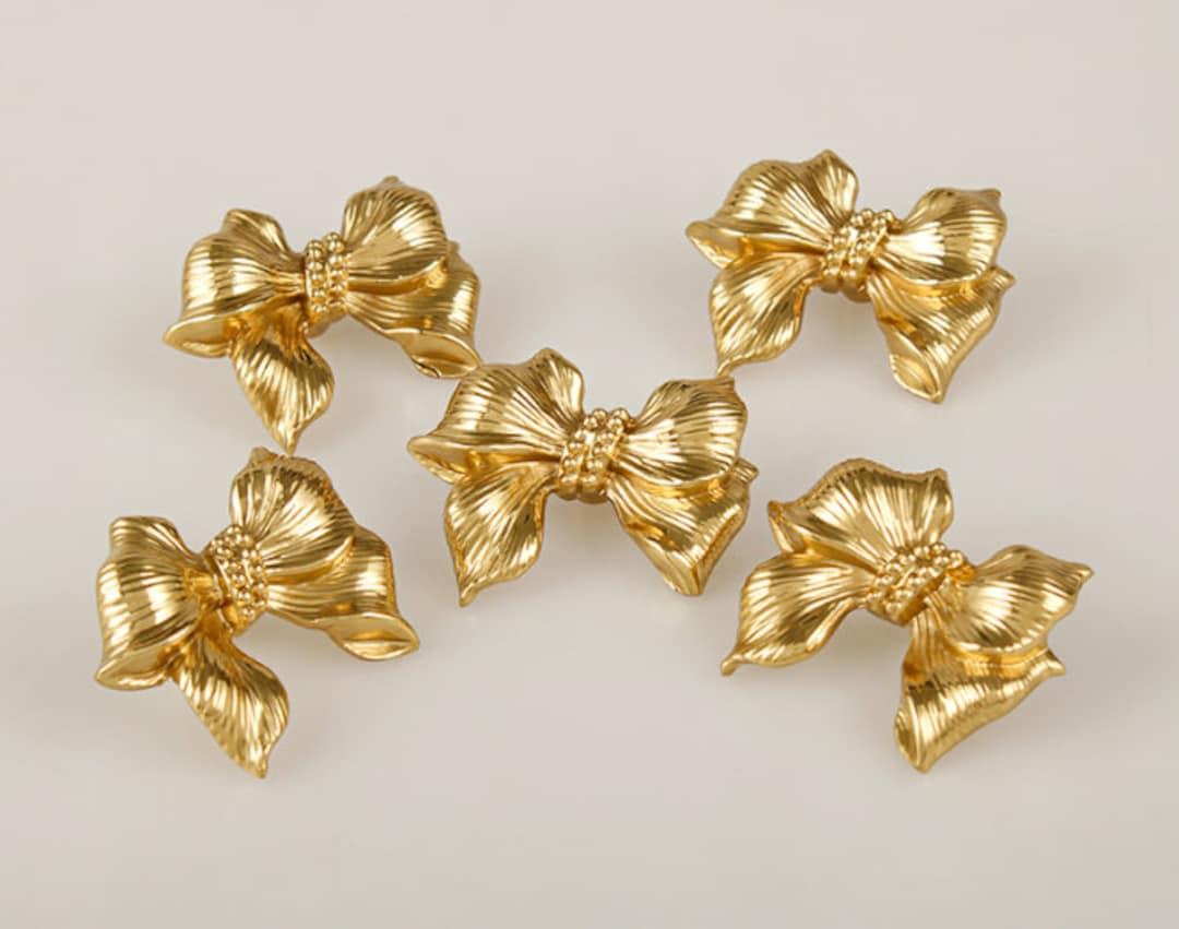 Modern Brass Bow Knobs Pulls Dresser Knob Pull Handles Gold Drawer Knob