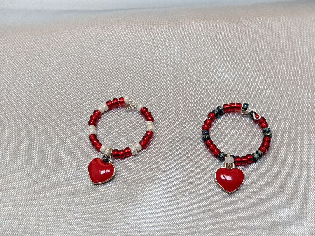 Heart Glass Charms, 2 Glass Identifiers, Red Heart Wine Glass Markers