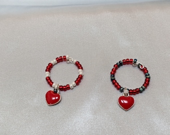 Heart Glass Charms, 2 Glass identifiers, Red Heart Wine Glass markers, Dinner Date Charms, Gift for couples, valentine's table decor