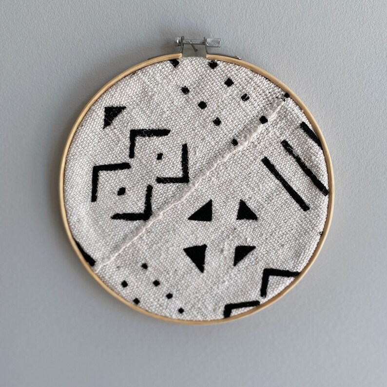 African Mud Cloth Wall Hanging Embroidery Hoop Boho Etsy