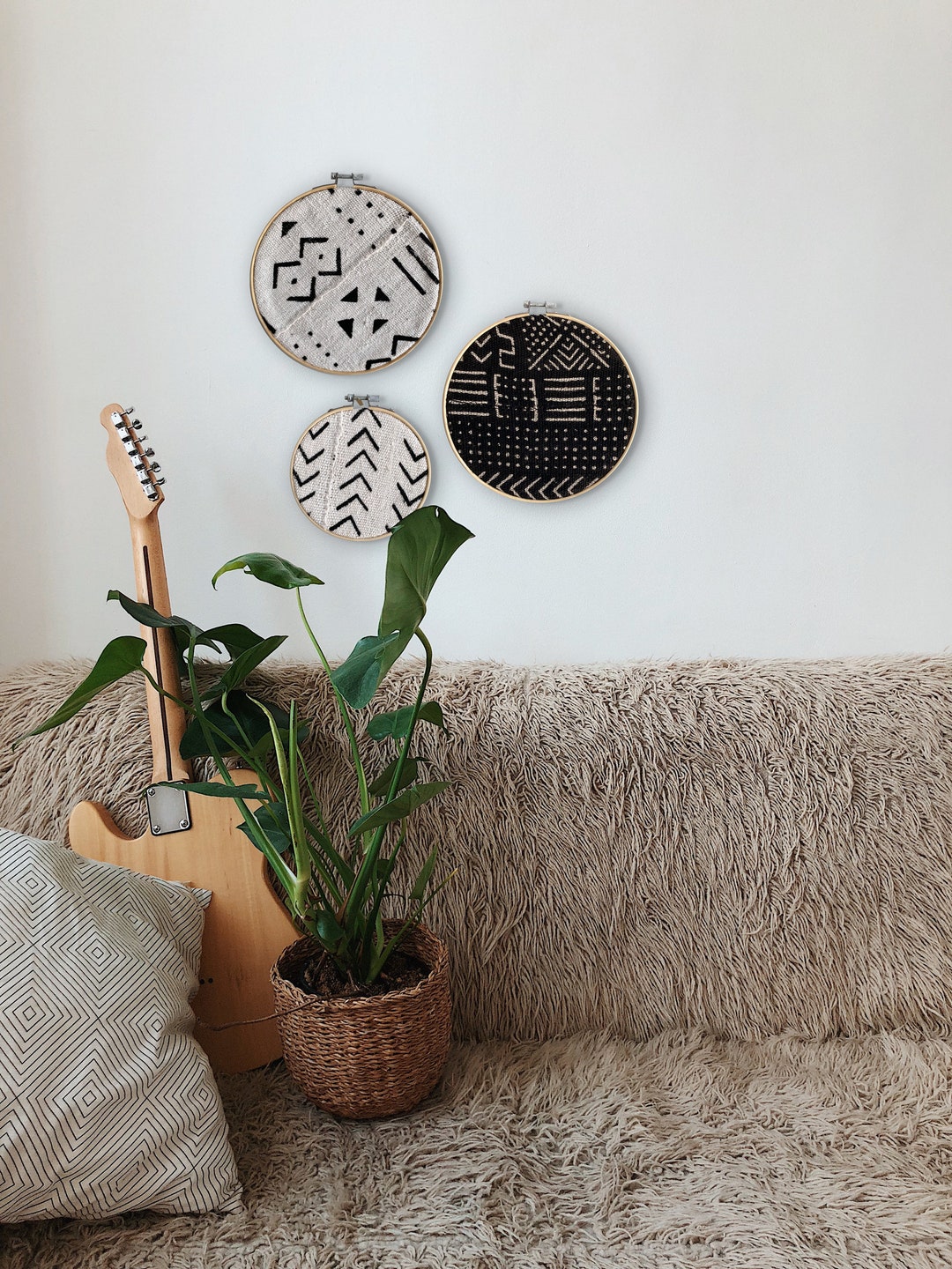 African Mud Cloth Wall Hanging Embroidery Hoop Boho Etsy