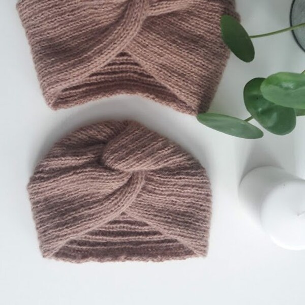 Turban pour Bébé et fille ,tricoté main sur mesure en Laine aspect Mohair, Nouveau Bonnet, Cadeau original, accessoire mode, mère-fille
