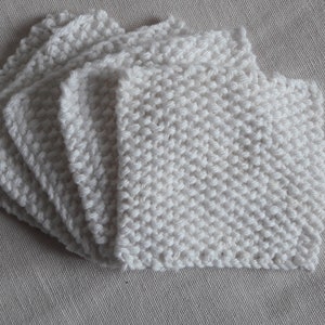Hand knitted make-up remover pads, Reusable, Washable, Zero waste, Ecological, Wipes, Square shape, 50% cotton, White, gift