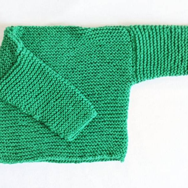 Pull en coton vert tricoté main pour Bébé, 0-3 mois, mode, pull loose, décontracté, mi-saison, printemps/automne, cadeau naissance