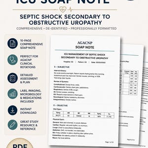 Septic Shock Soap Note | AGACNP Clinical Rotation Case Study | ICU Documentation Template | Instant Download