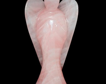 Beautiful Large 4'' Natural Pink Rose Quartz Crystals Healing Reiki Stone Carving Gaurdian Angel