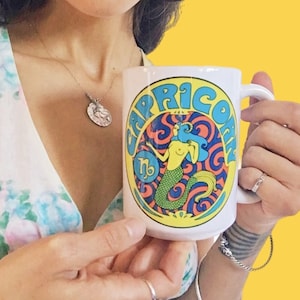 Capricorn Coffee Mug.....Capricorn Gift...Zodiac Sign...Zodiac Gift... 60s 70s..Peter Max...Grateful Dead
