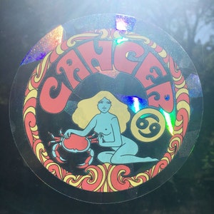 Cancer..Zodiac..Window Decal..Sun Catcher..Peel Off And Restick..Prism..Window Cling Film..Rainbow..Psychedelic..Cancer zodiac sun catcher
