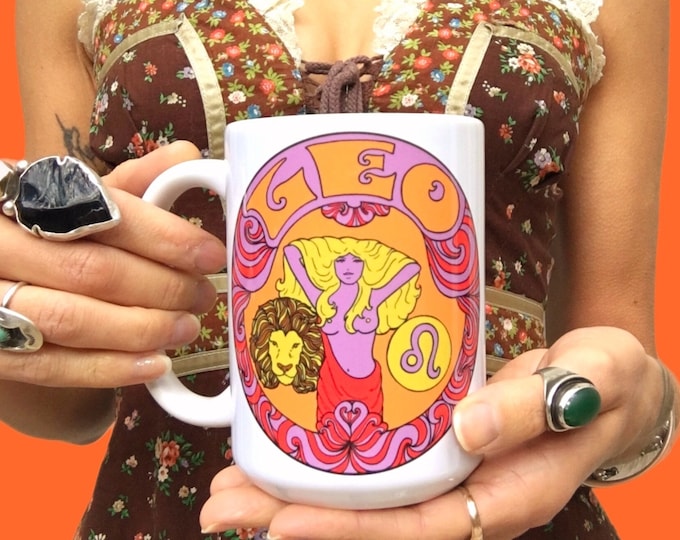 Leo Coffee Mug...Zodiac Gift..Zodiac Sign.Leo Gift..60s 70s..Astrology Gift....Peter Max Grateful Dead