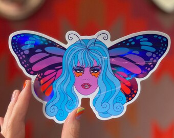 Limited Edition Extra Large Hologram BUTTERFLY EMPRESS Sticker Cool Colorway...6 Inch Mega Sticker...Vinyl...Laptop..Decal...Water Resistant