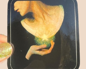 Glowing Star STICKER..Celestial..Romantic..Mystical..1900s..Art Nouveau..Woman..Vinyl...Water Bottle...Water Resistant