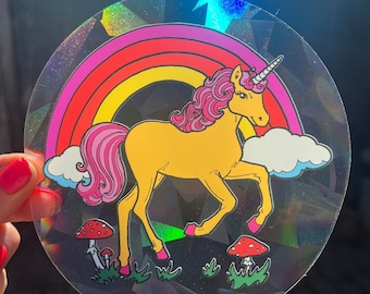 Unicorn Sun Catcher..Window Decal..Unicorn Sun Catcher..Rainbow Maker..Window Cling..Unique Unicorn..Suncatcher..Hippie Boho Groovy