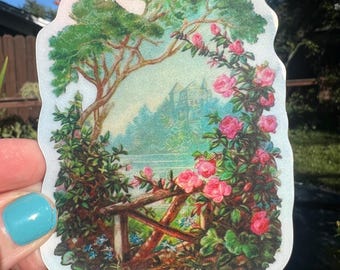 Pastoral Paradise Sticker...Victorian Nature Landscape Scene