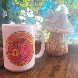 Aries Coffee Mug...60s...70s...Eco-Friendly Packaging...Zodiac Gift... Zodiac Sign...Aries Gift... Astrology Gift... Mug...Peter Max image 3