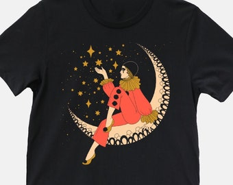 Pierrot on The Moon.. T-Shirt... Vintage Clown... Clowncore...Circus... 20s 30s...Antique Clown......Eco-Friendly Packaging
