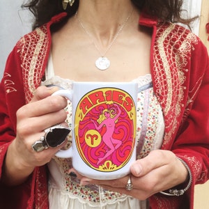 Aries Coffee Mug...60s...70s...Eco-Friendly Packaging...Zodiac Gift... Zodiac Sign...Aries Gift... Astrology Gift... Mug...Peter Max image 2