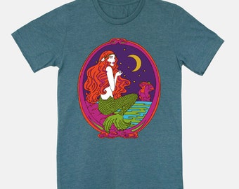 Mermaid... Shirt... Eco-Friendly Packaging...T Shirt... T-Shirt... Vintage...60s... 70s... Boho... Bohemian...Water Sign...Summer of Love