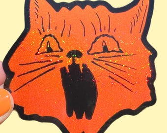 Halloween Yowling Cat Sticker