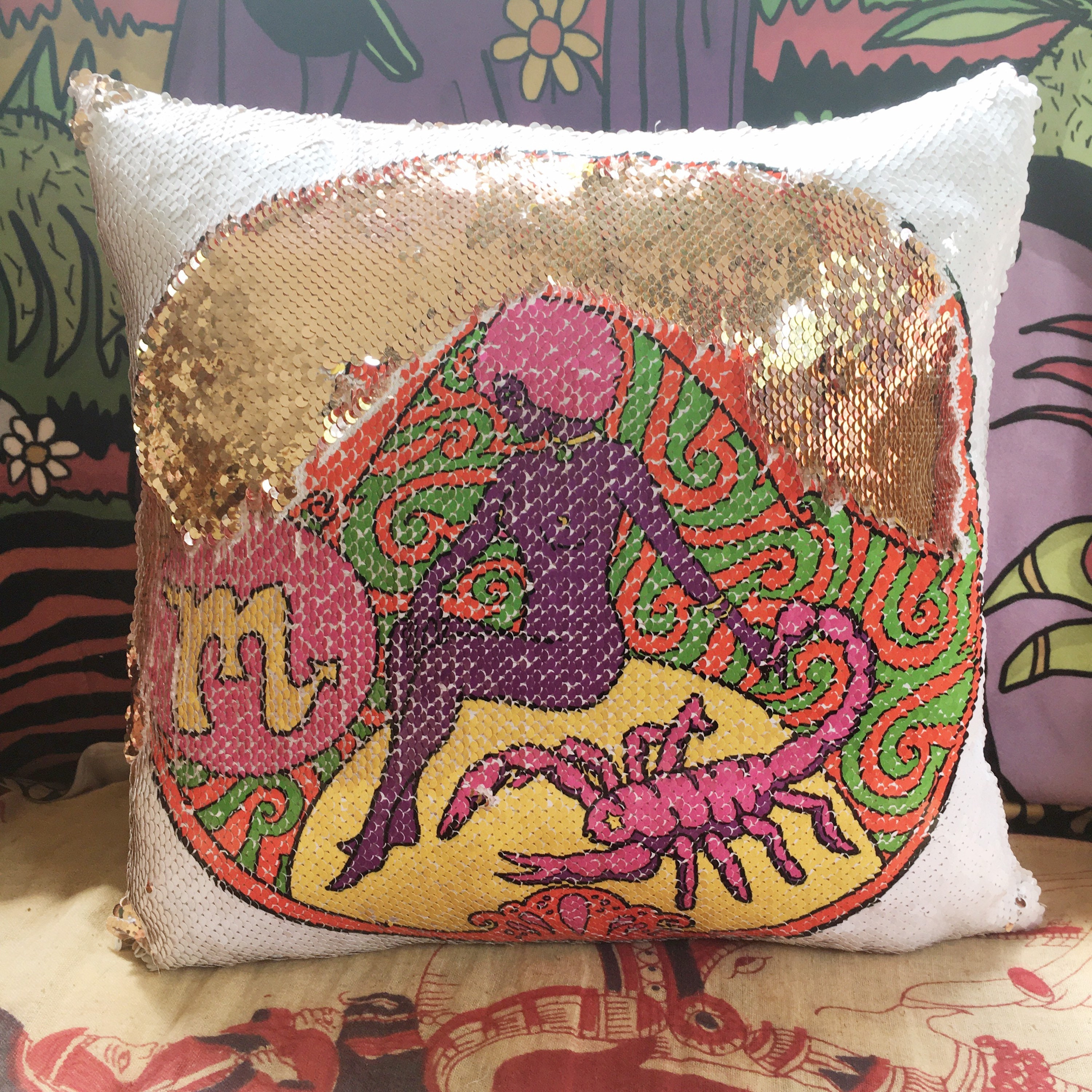 Reversible Magic Sequin Pillow Scorpio Zodiac...astrology Etsy