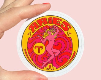 Aries Sticker...Astrology...Decal...Zodiac Sign...Astrology Zodiac...Grateful Dead...60s 70s Peter Max...Hippie