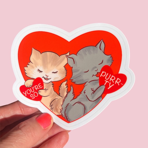 You're So Purr-ty sticker..Cat vinyl sticker..Cute cat vinyl decal..Colorful cat sticker...Cat lover sticker..Pet lover..animal lover