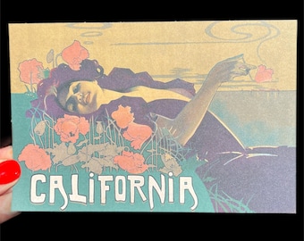 POSTCARD California Poppy Queen...Art Nouveau...1900s