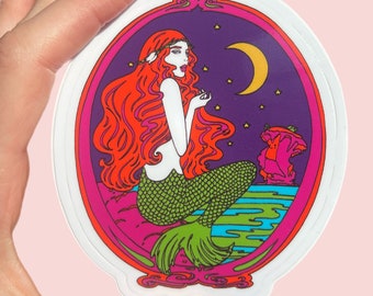 Mermaid... Sticker... Vinyl... Laptop... Stickers...Water Bottle... Decal...Psychedelic... Art... Grateful Dead... Summer of Love