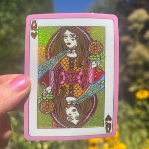 Queen of Hearts Glitter Sticker...Self Love Sticker..Vinyl..Laptop... Stickers...Water Bottle...Decal...Magic..Psychedelic