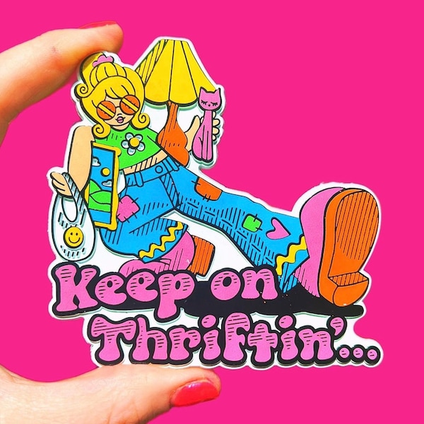 Keep on Thriftin...Thrift Lover...XL Magnet...Rubber Magnet....Thrift Store... Souvenir Magnet.. Fridge Magnet..Made in the USA