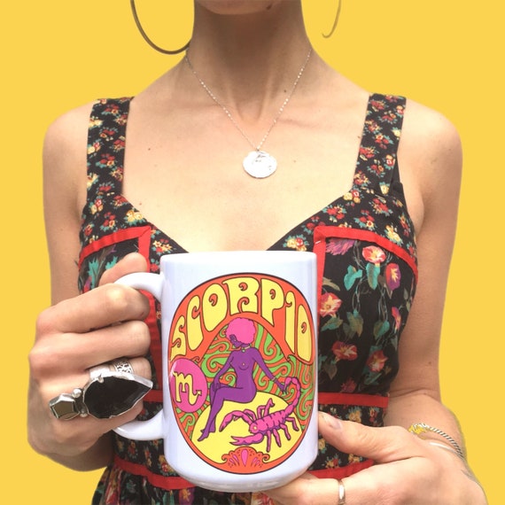 Scorpio Coffee Mug.....Zodiac Gift... Zodiac Sign...Scorpio Gift..60s 70s Peter Max..Grateful Dead... Mug