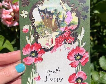 POSTCARD A Happy Birthday Red Poppy Fairy