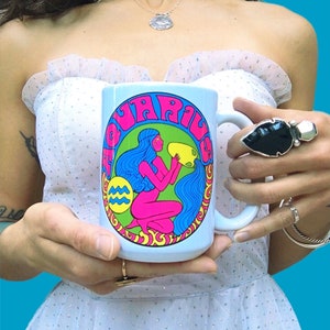Aquarius Zodiac Mug...Zodiac Coffee mug...Aquarius mug...Witchy Aquarius mug...Aquarius birthday gift... Aquarius zodiac mug...Grateful Dead