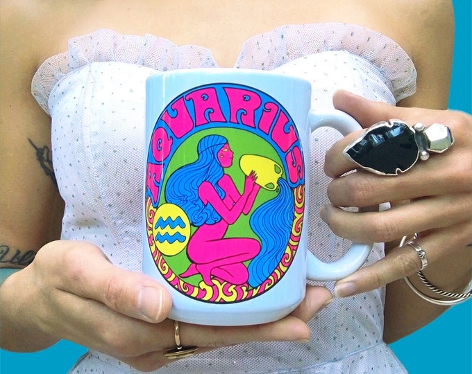 Aquarius Zodiac Mug...Zodiac Coffee mug...Aquarius mug...Witchy Aquarius mug...Aquarius birthday gift... Aquarius zodiac mug...Grateful Dead