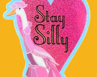 Stay Silly...Goose Sticker...Goose in Regency Clothing...Jane Austen Goose...Cute Animal Sticker..Funny Sticker...Decal..Water Bottle