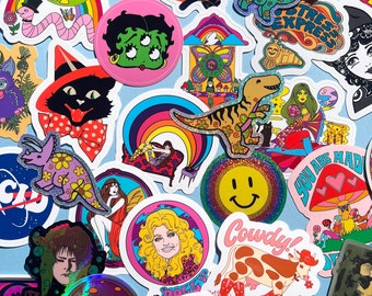 Custom sticker bundle....Build your own...Sticker Pack..Waterproof stickers...Vinyl Stickers...Retro stickers...60s 70s Aesthetic Stickers