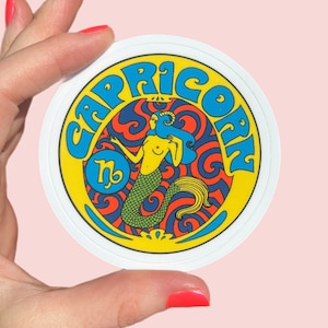 山羊座ステッカー...星座...デカール...星占い...占星術ギフト...星座ギフト...60年代 70年代...ピーターマックス...グレイトフルデッド...ヒッピー