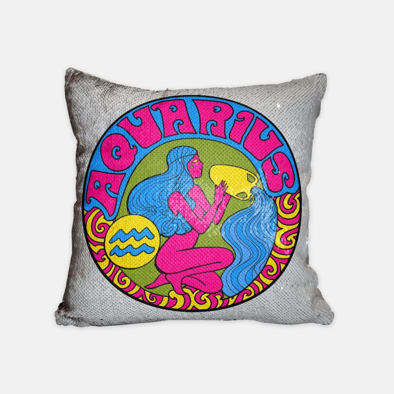 Reversible Magic Sequin Pillow Aquarius Zodiac...astrology Etsy