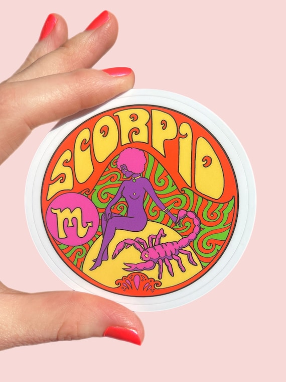 Scorpio Sticker...Zodiac Sign...Horoscope...Astrology...Zodiac...60s 70s...Hippie...Peter Max...Grateful Dead...scorpion