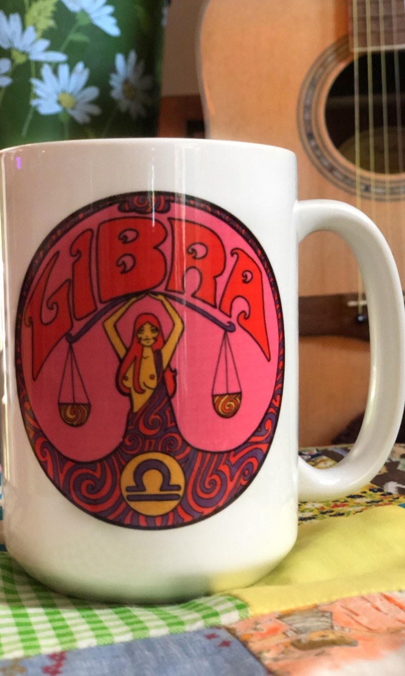 Libra Coffee Mug... Eco-Friendly Packaging...Zodiac Gift..Zodiac Sign...Libra Gift..60s 70s..Peter Max..Grateful Dead..Astrology Gift... Mug image 7