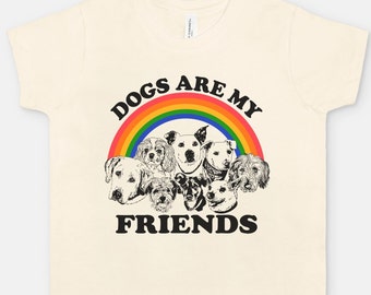 Dogs Are My Friends YOUTH SIZE Tee..Kids Dog Lover T-shirt..Cute Dog Graphic Shirt for Kids..Puppy Love Tee for Kids..Dog Illustration