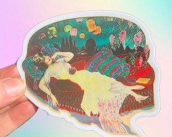 1919 Reclining Dreamer...Art Nouveau...Sticker... Sparkly..Vintage....Vinyl... Laptop... Stickers...Decal...Water Bottle...Water Resistant