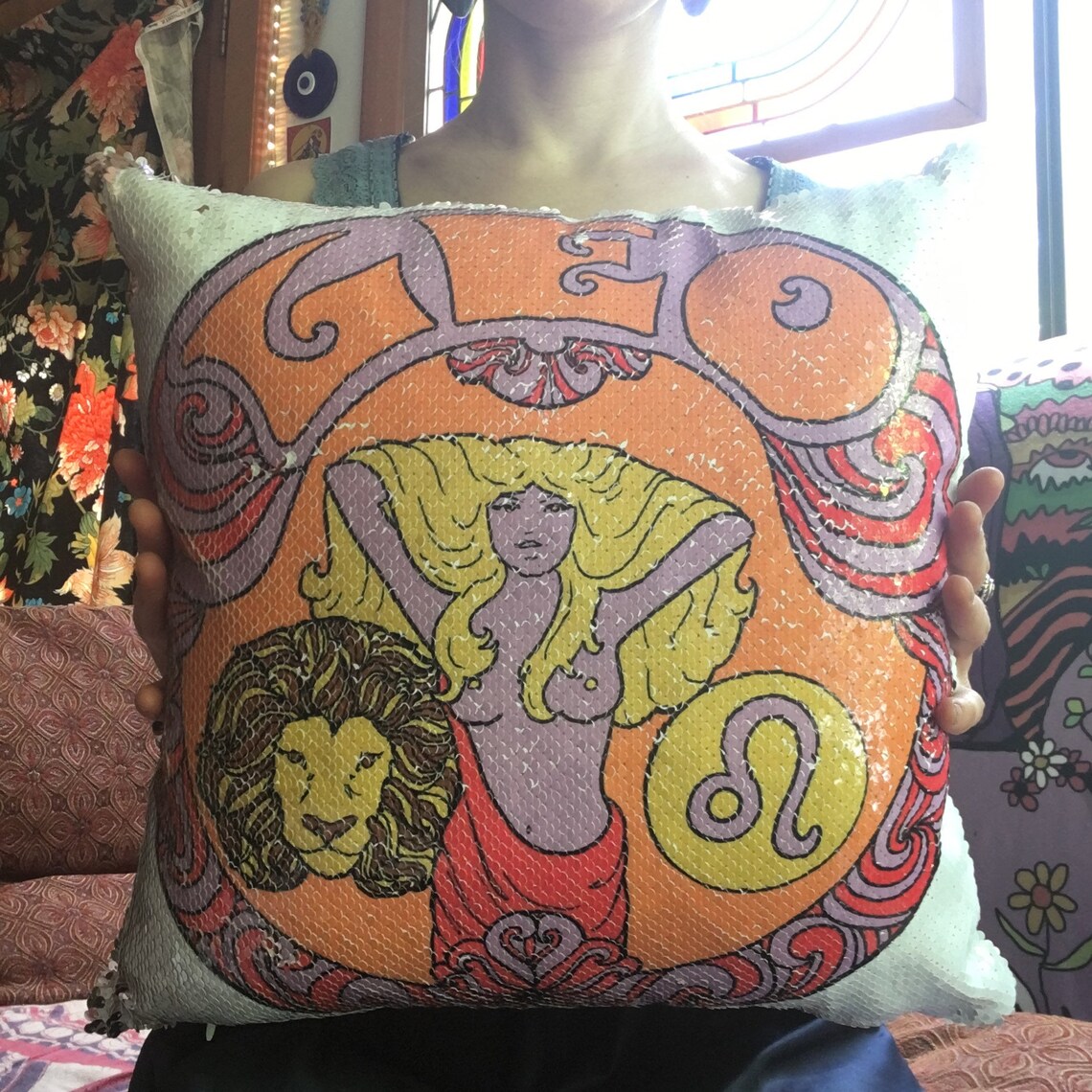 Reversible Magic Sequin Pillow Leo Zodiac...astrology Etsy