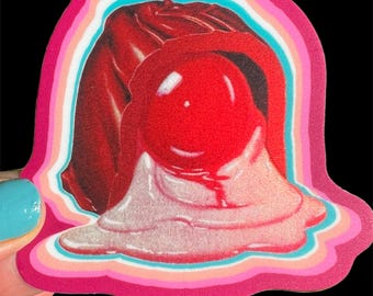 Chocolate Covered Cherry Candy Sticker...Shiny Hologram Waterproof Vinyl