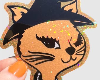 Halloween Winking Cat Sticker