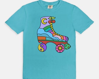 Roller Skate BLUE Comfort Color Tee 1717